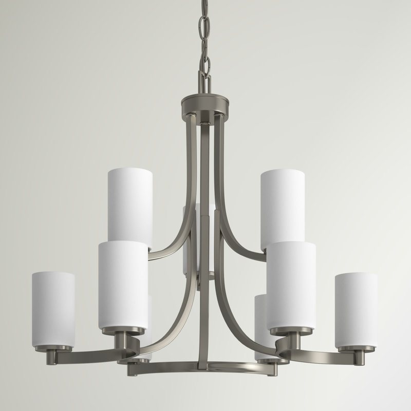 Lustre à neuf lumières Hettter de Génération Lighting , Nickel brossé
