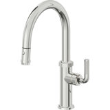 Descanso Kitchen Pull-Down Kitchen Faucet with Button Sprayer - Low Arc Spout