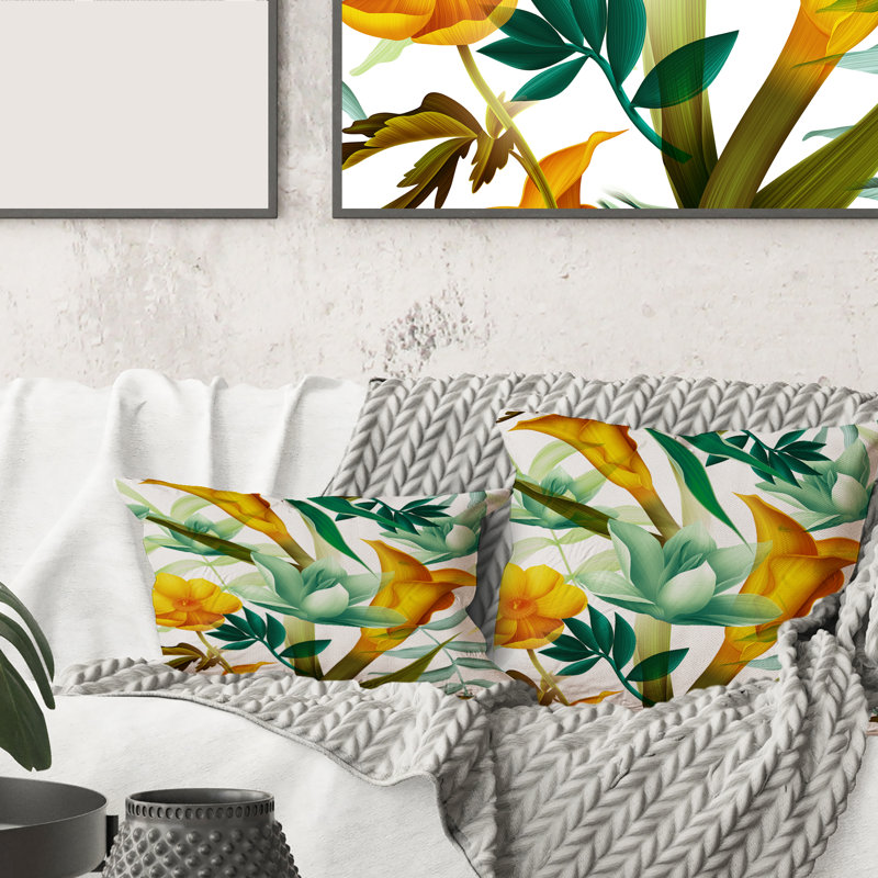 Housse et insert de coussin carré Tropical Foliage and Flowers III, 18" x 18"