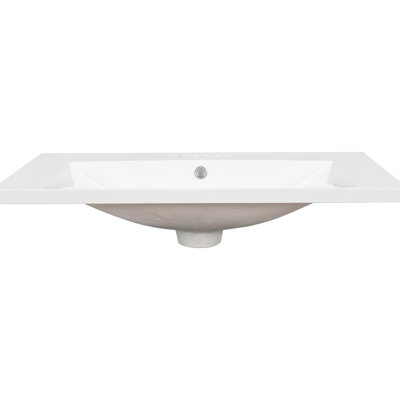 Plateau de meuble-lavabo en céramique blanc 30 po, fixation pour robinet 4 po, lavabo sous comptoir, comptoir facile à nettoyer, épaisseur de rebord simple de 0,98 po