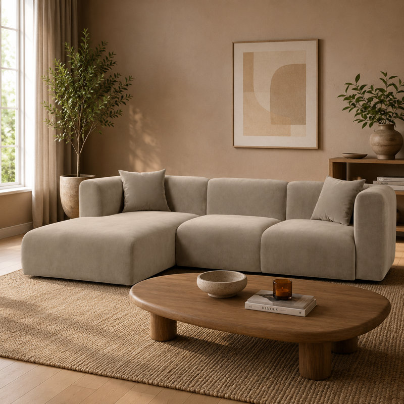 3 Seater Velvet Sofa & Chaise