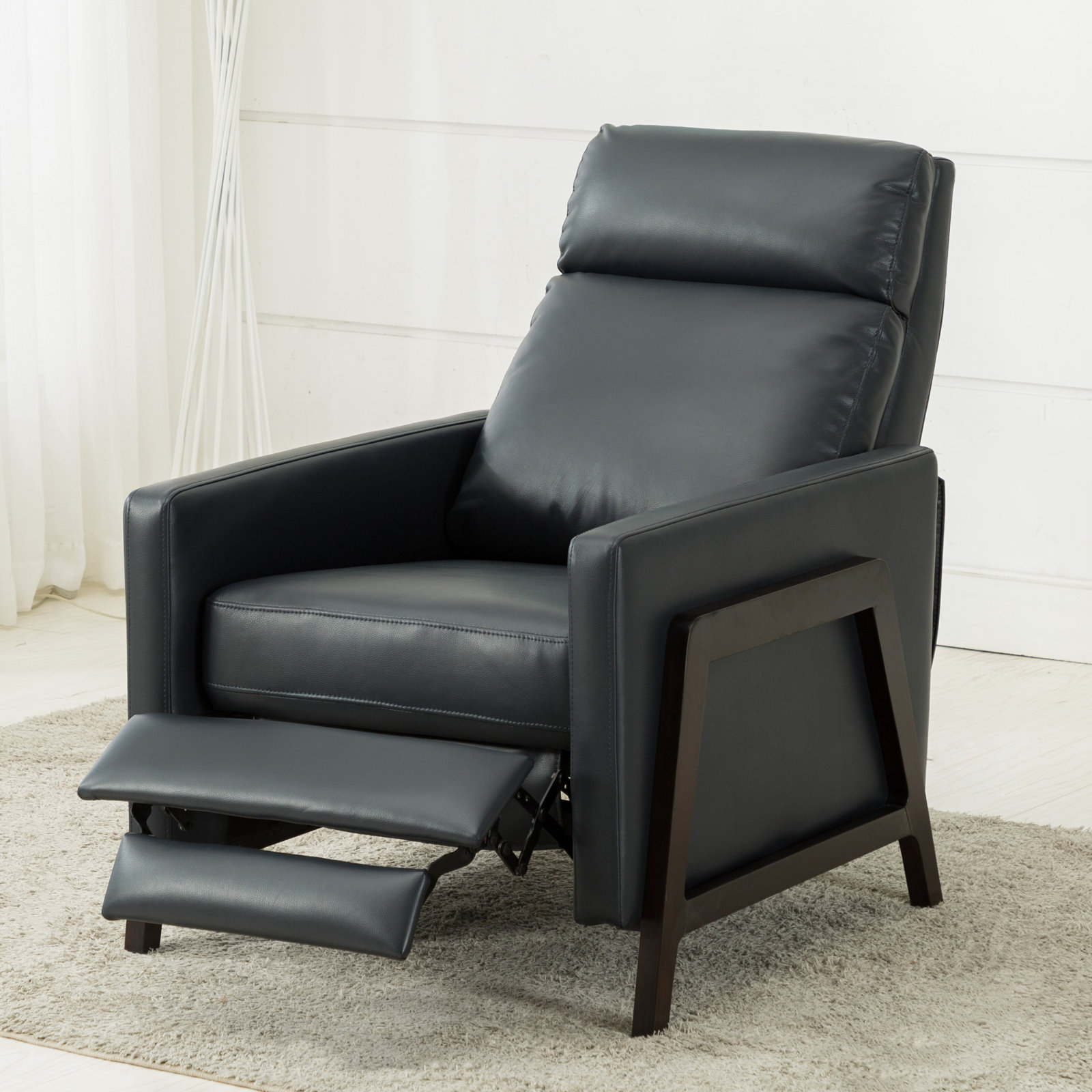 Bosse Vegan Leather Recliner, Midnight Blue Performance Faux Leather