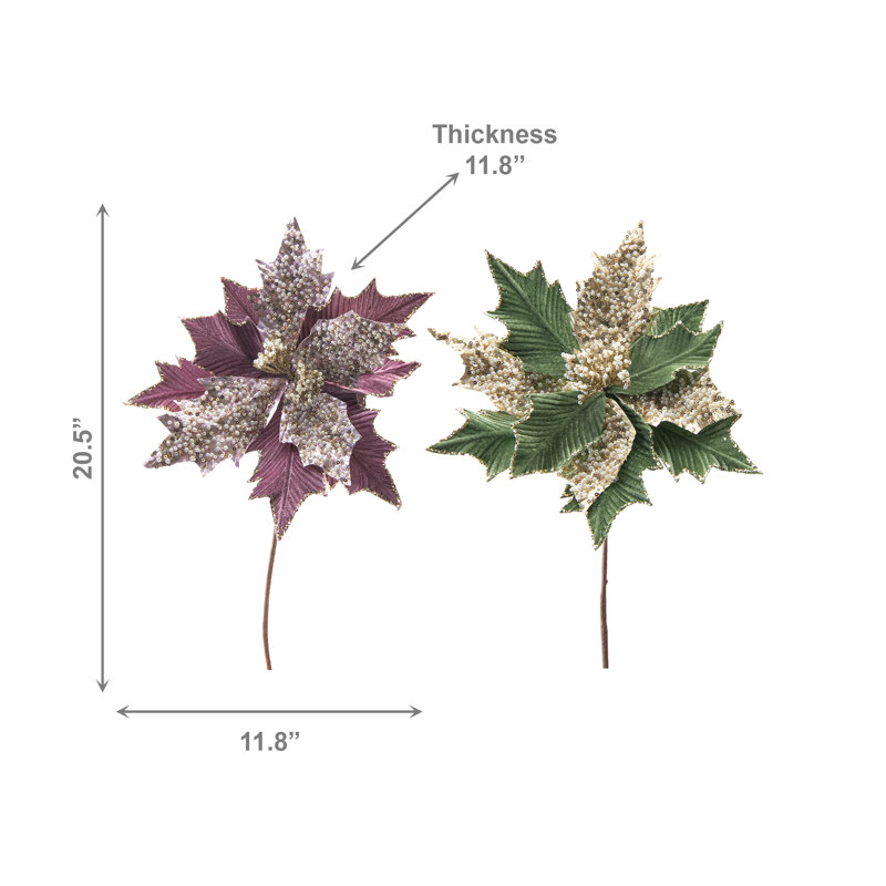 Choix de velours perlé scintillant avec poinsettia - ensemble de 6