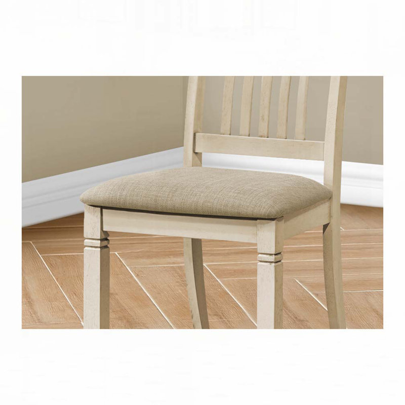 Chaises de salle à manger rembourrées, Blanc, Blanc