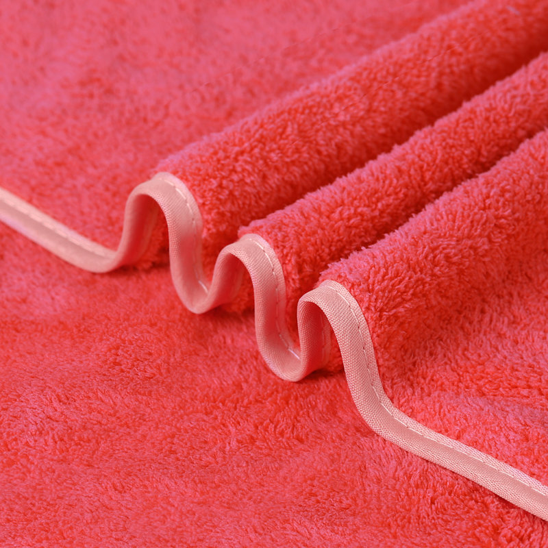 6 Piece Bath Towels Soft Plush Fleece Bath Towel Set Solid,27"X 55", Watermelon Red