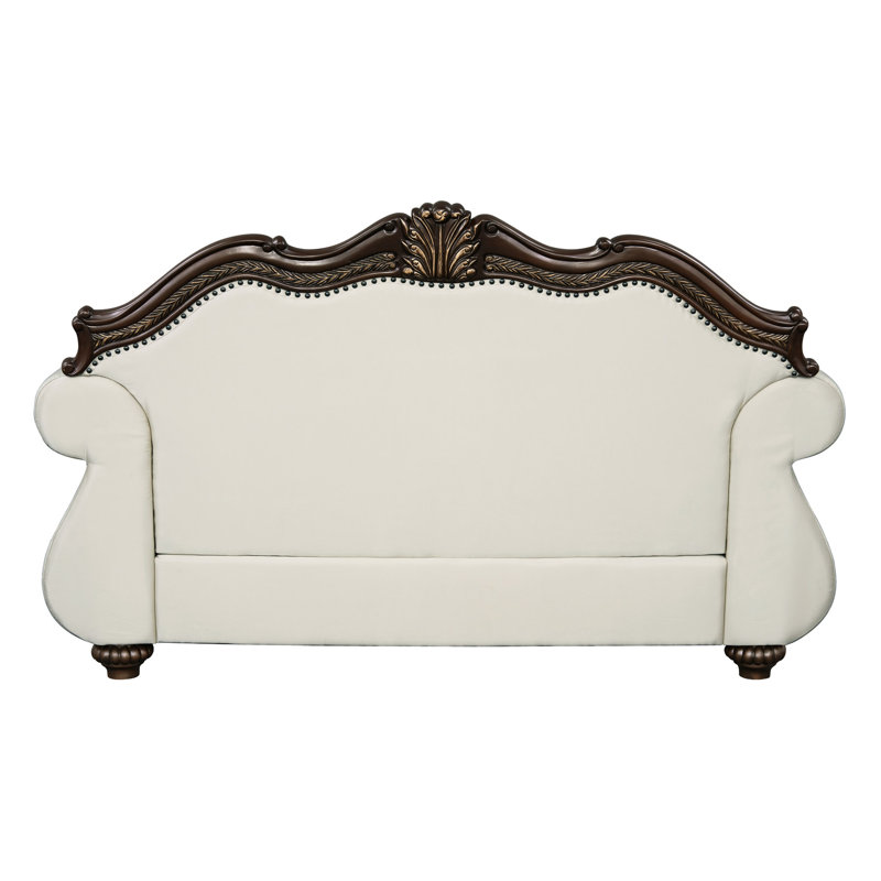 Pierce: revêtement beige et finition cerisier - 41,96 po Hauteur de l'accoudoir classique avec accoudoirs de 29 po d'apparence élégante