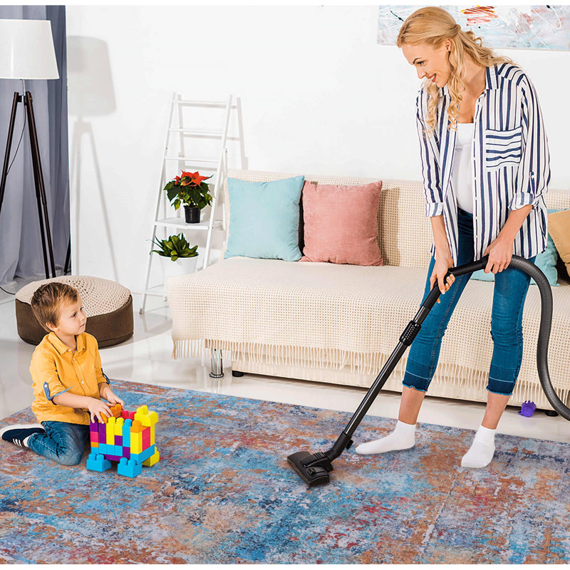 9X12 Area Rug Washable Low-Pile Non-Slip Non-Shedding Foldable Kid Pet Friendly For Living Room Bedroom Kitchen