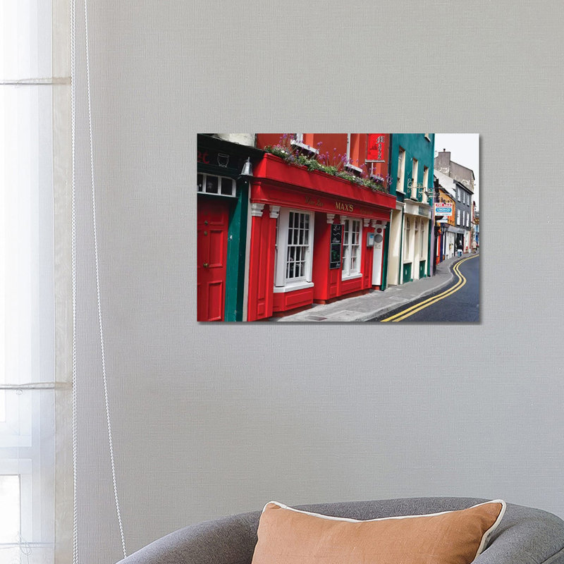 Narrow Street In Kinsale, County Cork, Republic Of Ireland by George Oze - Wrapped Canvas Print