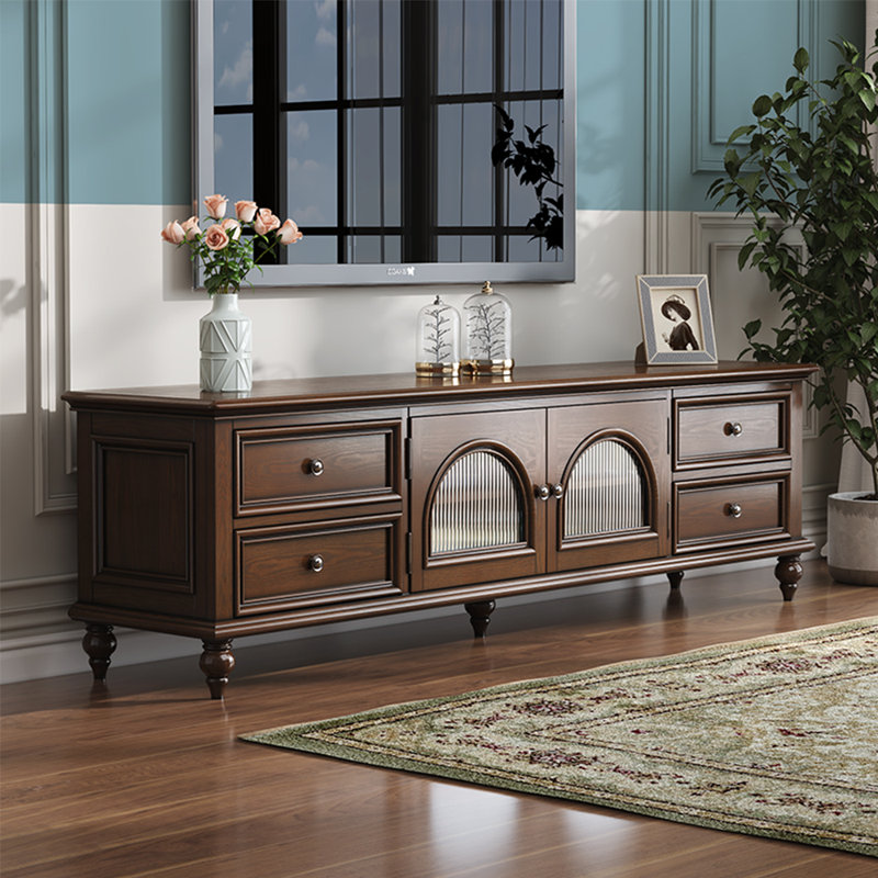 TV cabinet solid wood frame, durable, 62.99"