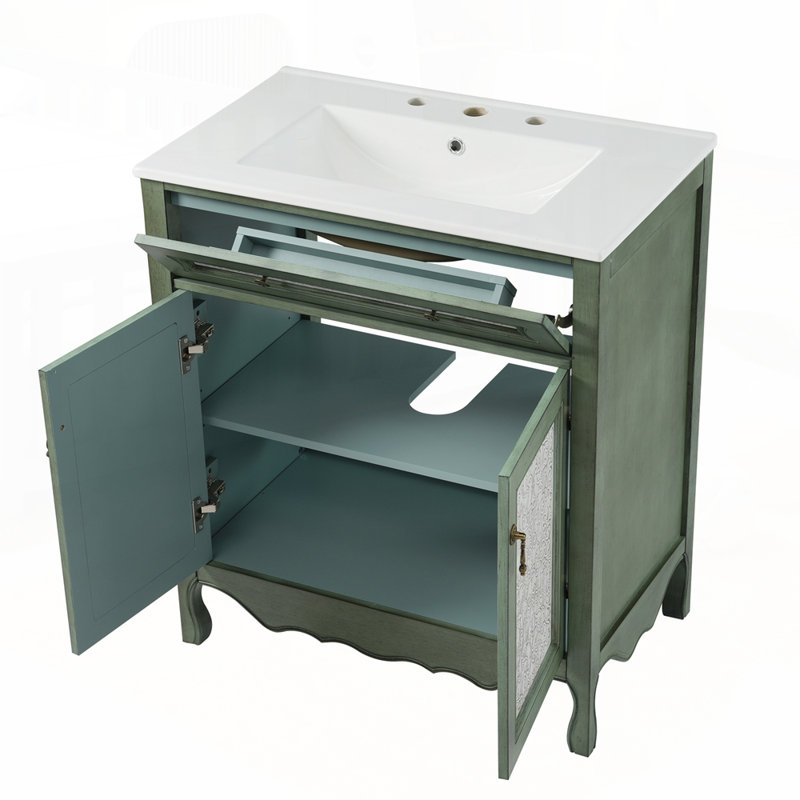 Charmant meuble-lavabo antique avec rangement spécial et fabrication durable