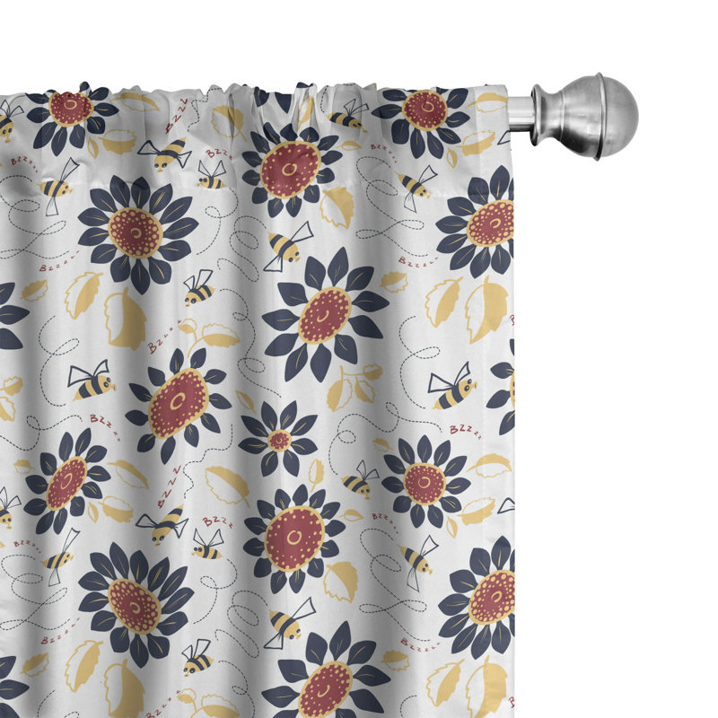 Floral Semi-Sheer Rod Pocket Curtain Panels, 28" W x 95" L