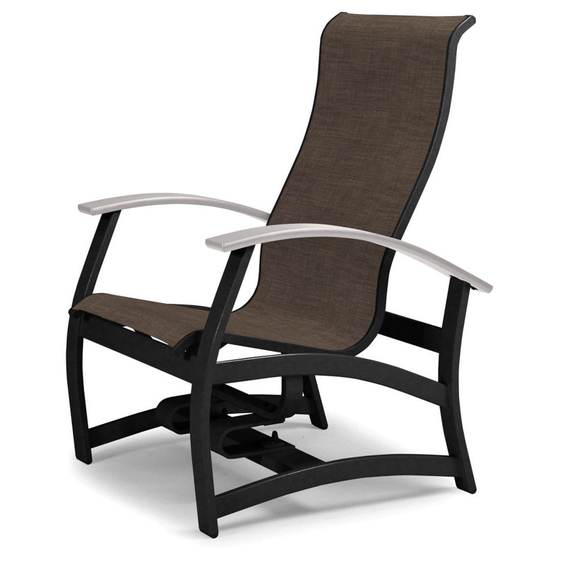 Askar Powder Coated Aluminum Outdoor Lounge Chair, Mocha Sunbrella®, Textured Black, White P50