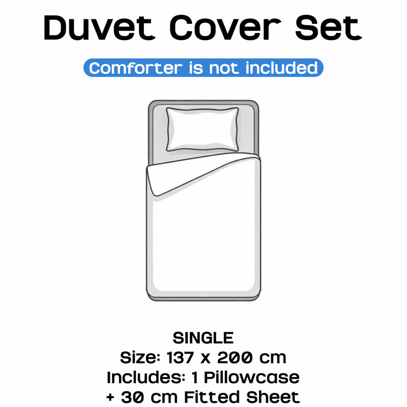 Plain Duvet Cover Complete Bedding Set - Duvet, Fitted Sheet with Matching Pillowcases, Peach