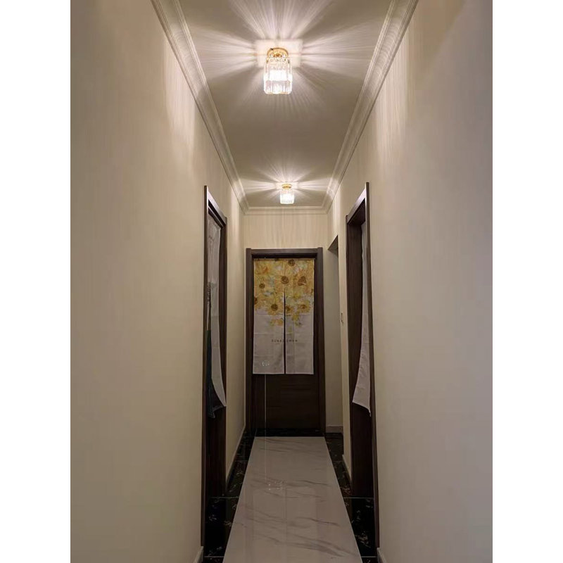 Alston Glass and Crystal Flush Mount, Gold