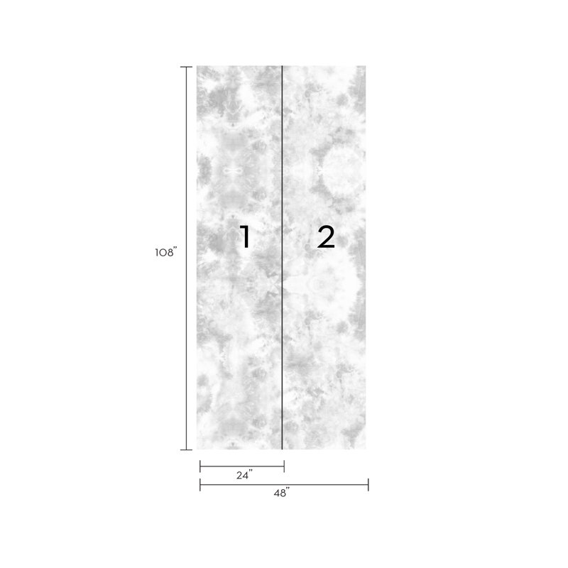 Papier peint adhésif Tie Dye, Gris, L 108 po x l 48 po