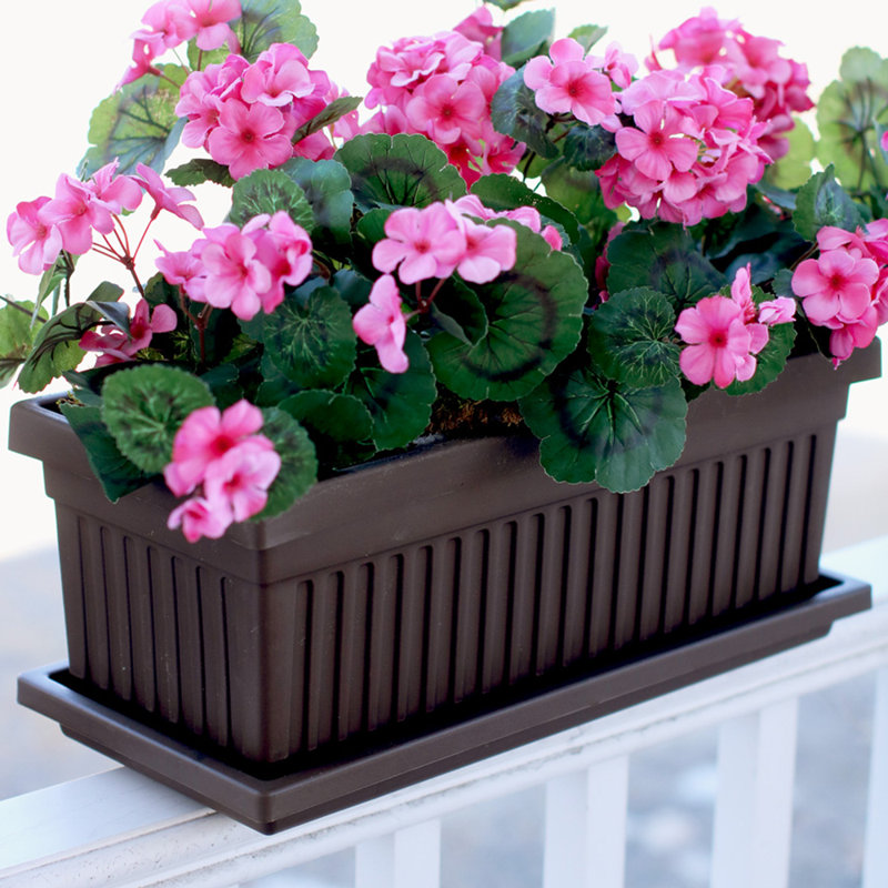 Planter, 6.38" H x 30" W x 6.75" D, Clay