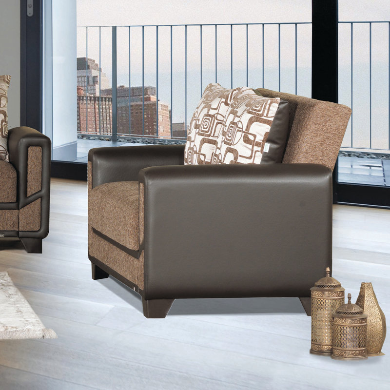 PrimeNest Daceyville Collection Upholstered Convertible Loveseat with Storage