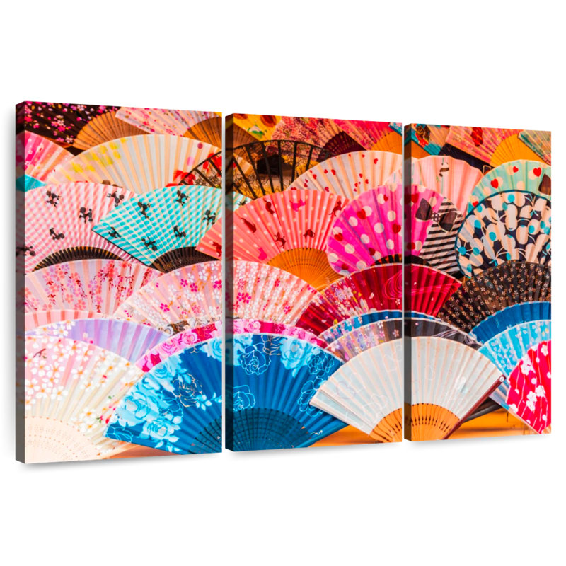 Kerner Pastel Silk Fans, 36" H x 57" W