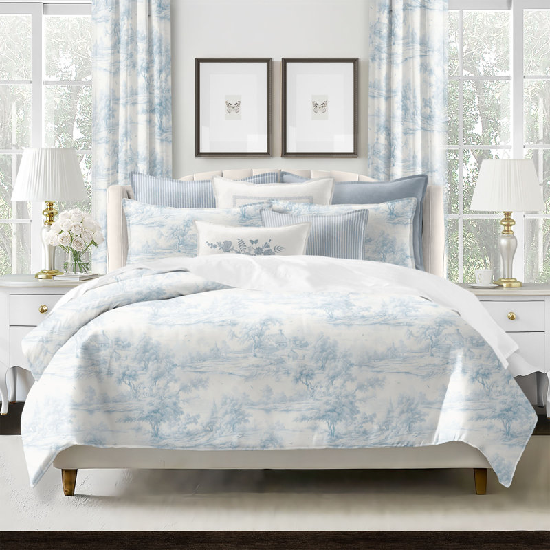 Ensemble de housse de couette en coton bleu rustique 8 pièces, Housse de couette grande + 7 pièces supplémentai