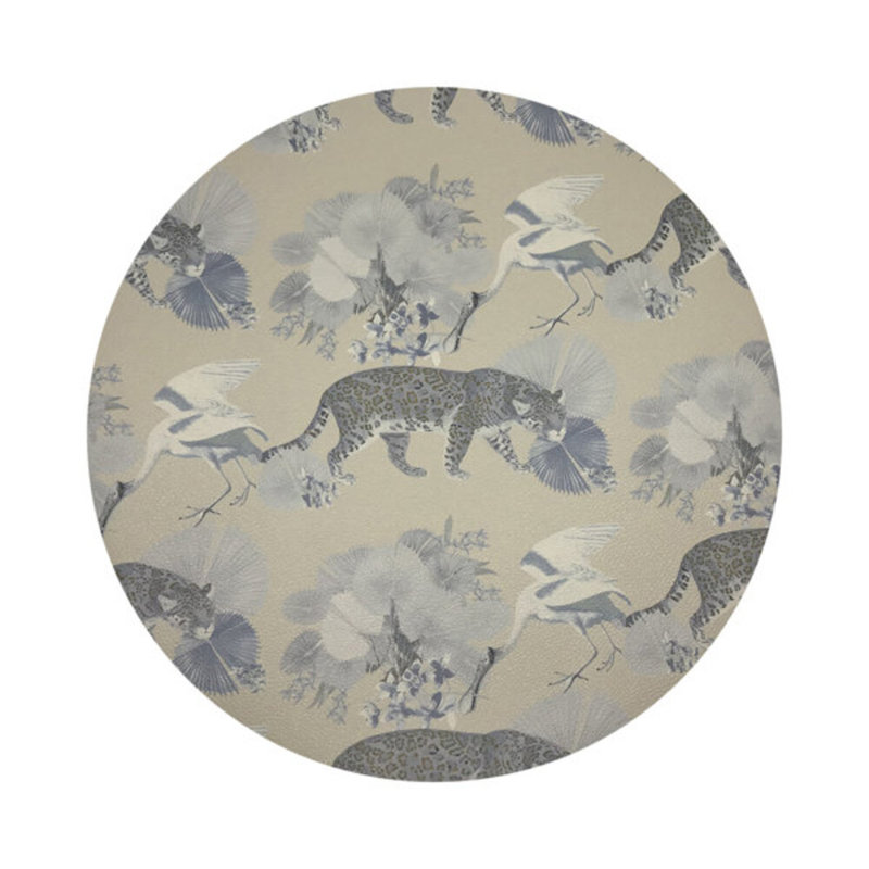 Leopard Walk Pebble 16" Vinyl Placemat, Cream