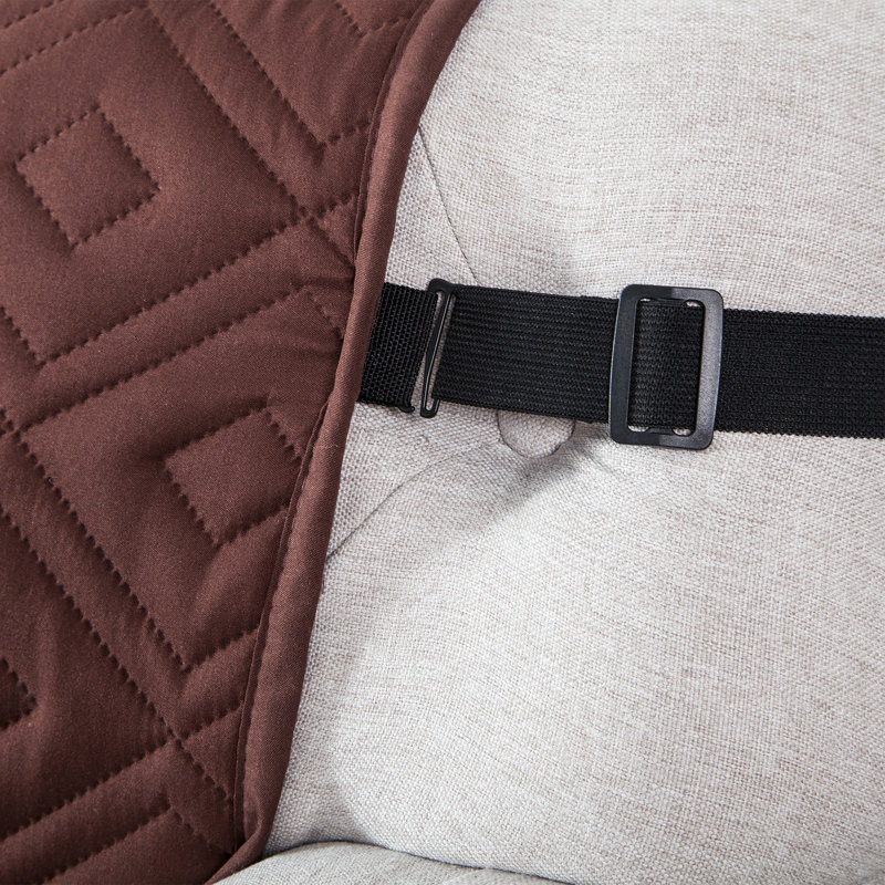 Waterproof Reversible Sofa Cover Quilted Anti-Slip Couch Protector with Adjustable Strap, 3 Seater: 179cm H × 280cm W