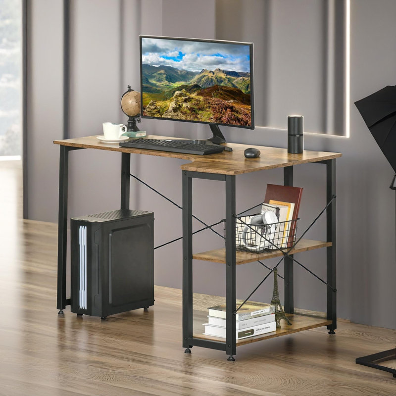 120Cm Rustic Industrial Rectangular Writing Desk, Study Desk, Home Office Furniture