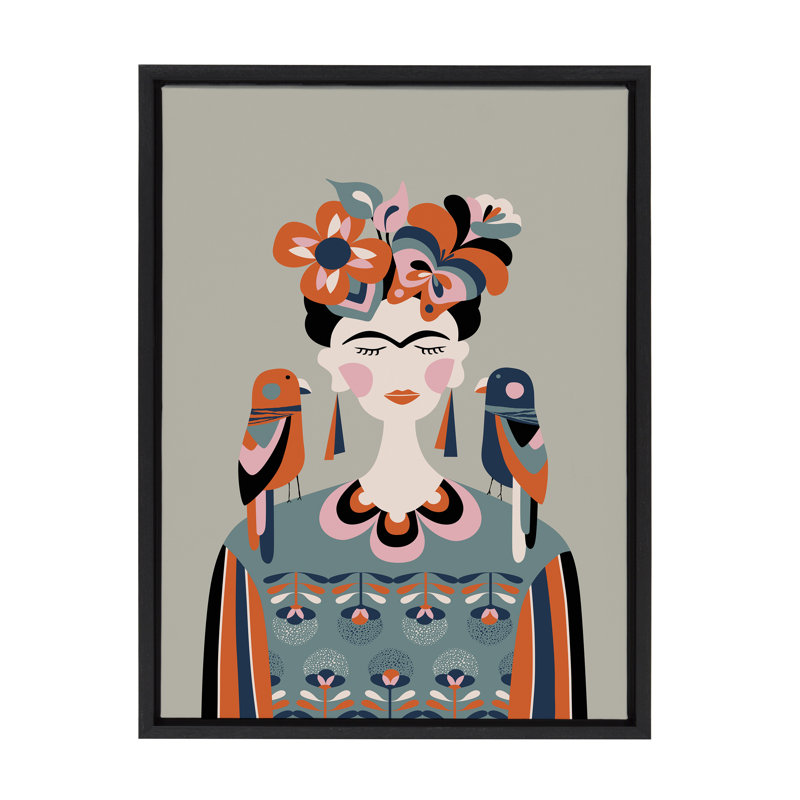 «MCM Frida Kahlo» par Rachel Lee 3 Birdies Studio, reproduction d'art sur toile encadrée, Noir