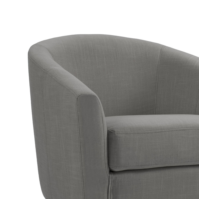 Upholstered Cotton Barrel Chair, Khaki Linen Blend