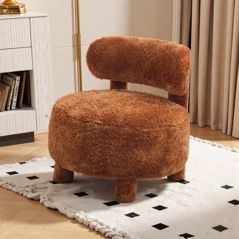 Fauteuil d'appoint à oreilles en peluche - Support ergonomique avec capacité de 250 lb, Brun