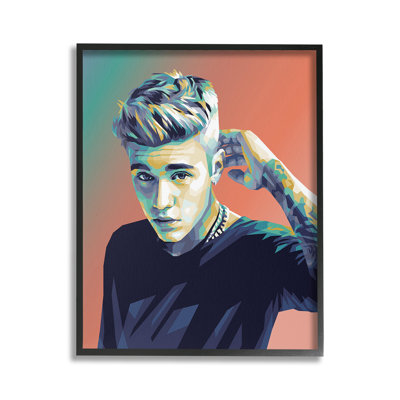 Pop Culture Justin Portrait Framed Giclee Art by Birch&Ink