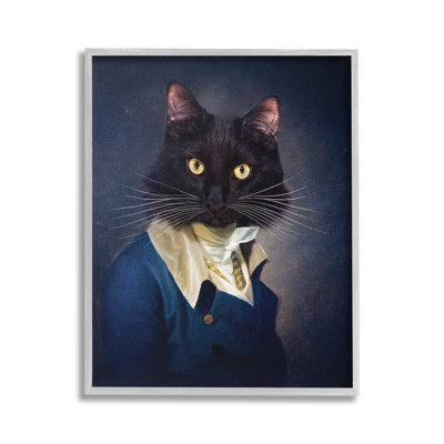 Cat with Colonial Fashion Framed Giclee Art by Karen Burke