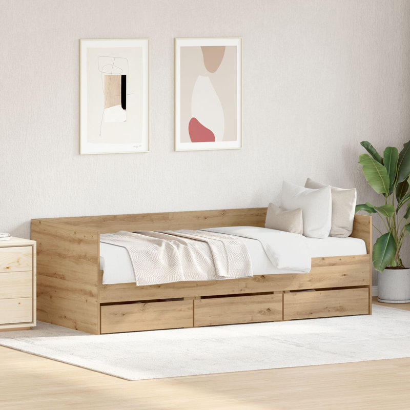 Rustic Daybed Engineered Wood Durable, Artisan Oak, Single (3')