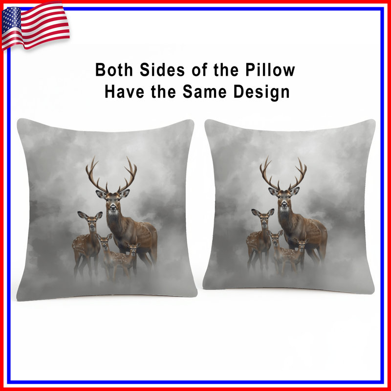 Coussins décoratifs Deer Family In Fog, 20 po x 20 po
