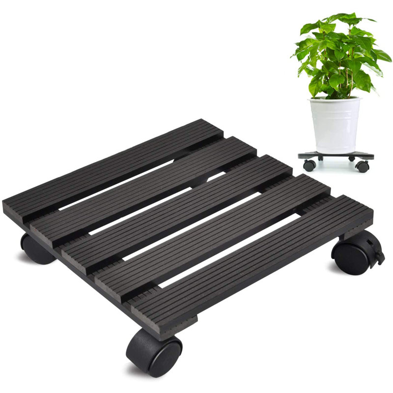 Steen Weather Resistant Caddy Plant Stand, 2.9" H x 11.4" W x 11.4" D, Charcoal