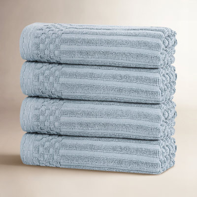 Checkered Border Cotton Hand Towel Set