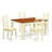 5 Piece Dining Set Includes a Rectangle Dining Room Table with Butterfly Leaf and 4 Linen Fabric Kitchen Chairs, Black & Cherry-116818647
