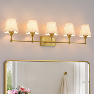44" 5-Light Dimmable Vanity Light with Linen Shades