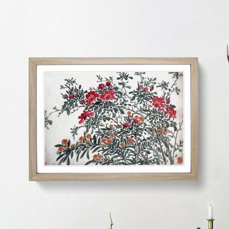 Garden Flowers Vol.5 by Chen Daofu - Framed Print, 27cm H x 36cm W x 2cm D, Oak Framed