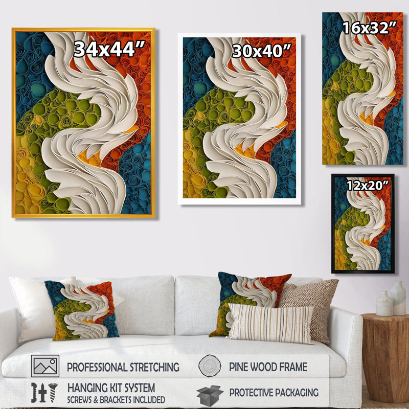 Oras Biomorphism Earth Rhythm In Chaos V - Abstraction lyrique, art mural, H 44 po x l 34 po, Blanc