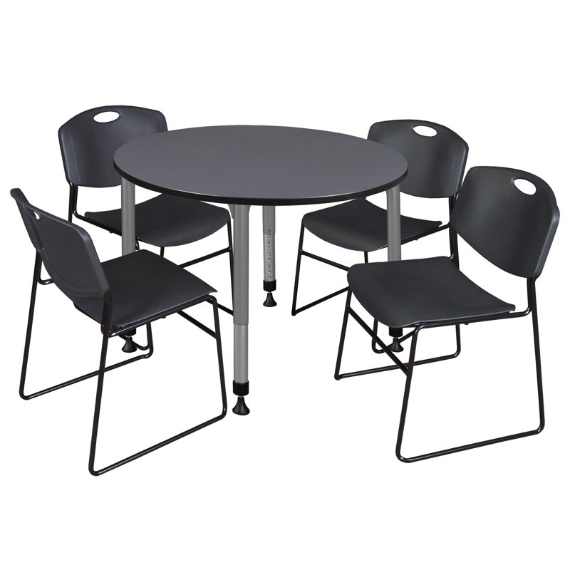 Ensemble de table de salle à manger et de chaises Kee, Gris, H 34 po x L 90 po x l 90 po