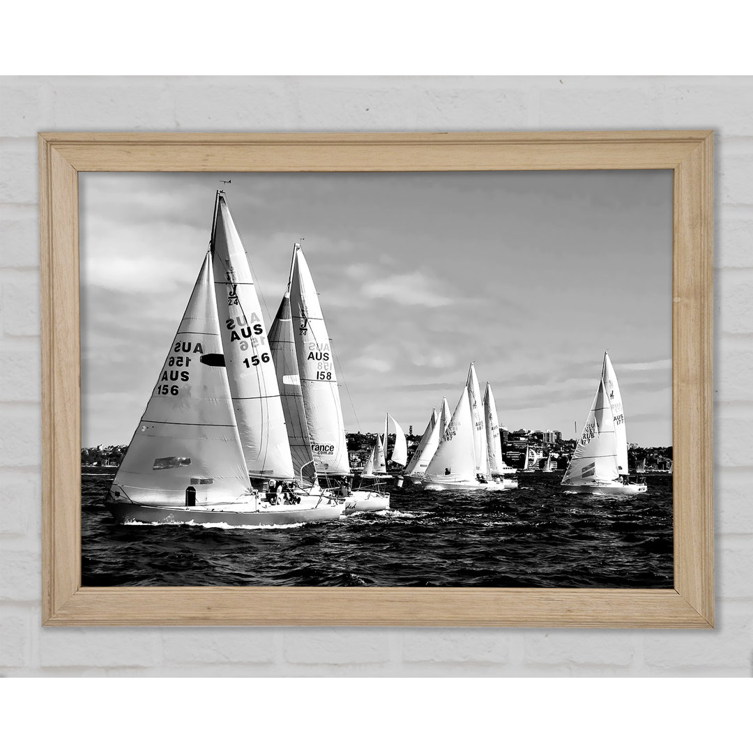 Gerahmtes Poster Sailboat Dream Black And White