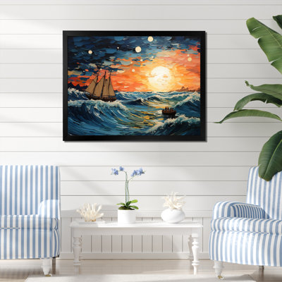 «Teal Orange Ocean Oceanic Odyssey Patchwork» sur toile