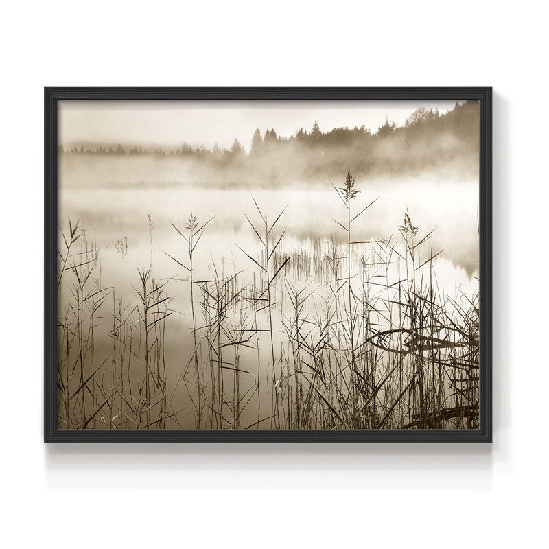 Soft Sepia Rise -Framed Print - Restickable, 22" H x 28" W, Black