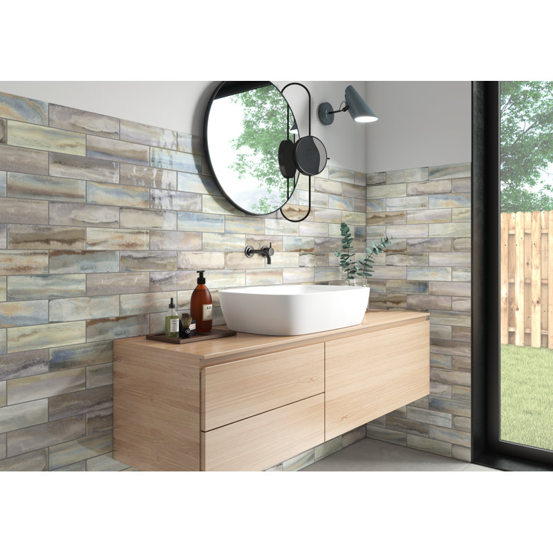 Splendor 3-in. x 10-in. Subway Stone Look Glossy Porcelain Wall Tile, Arkito