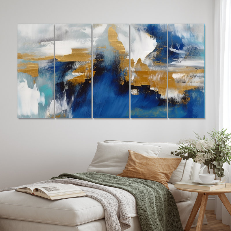 Radiant Muse Émergence IV - reproduction d'art sur toile abstraite - 5 panneaux égaux