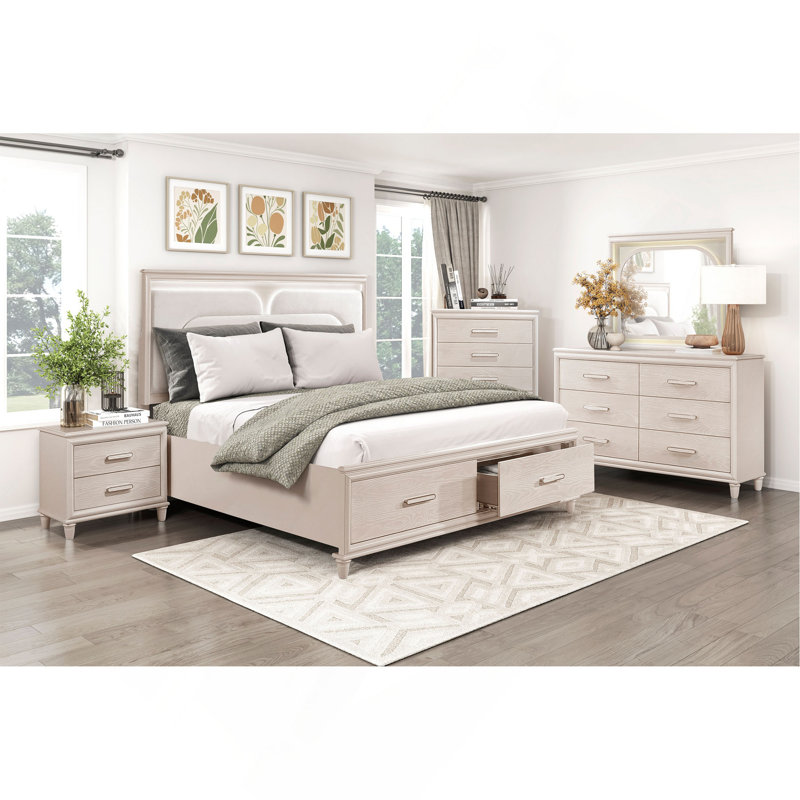 Ensemble de meubles de chambre à coucher à 5 tiroirs Modern Glam Style