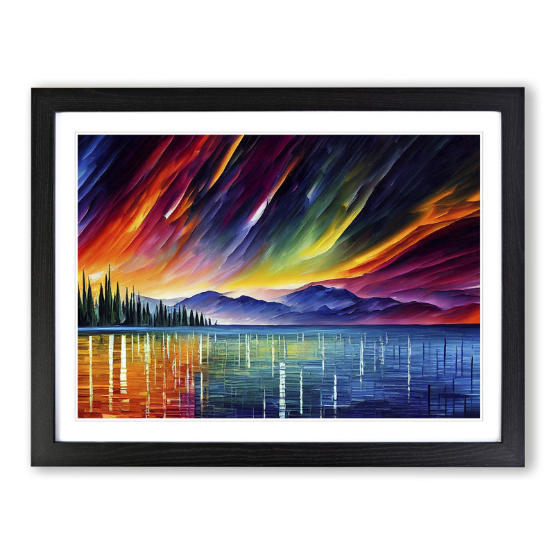 Special Aurora Borealis Vol.3 Abstract - Single Picture Frame Print, 46cm H x 64cm W x 2cm D, Black