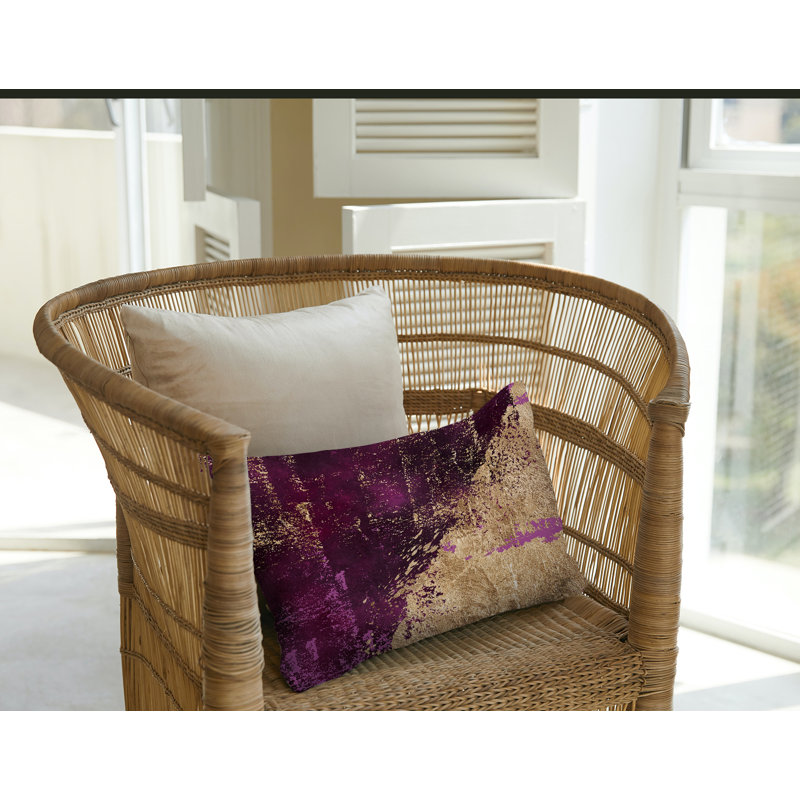 Coussin lombaire abstrait intérieur / extérieur, Mauve / or