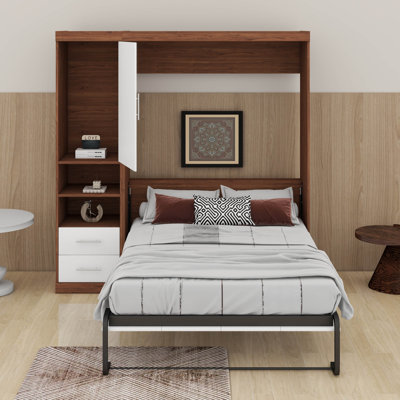 Lit escamotable double pleine grandeur avec armoire