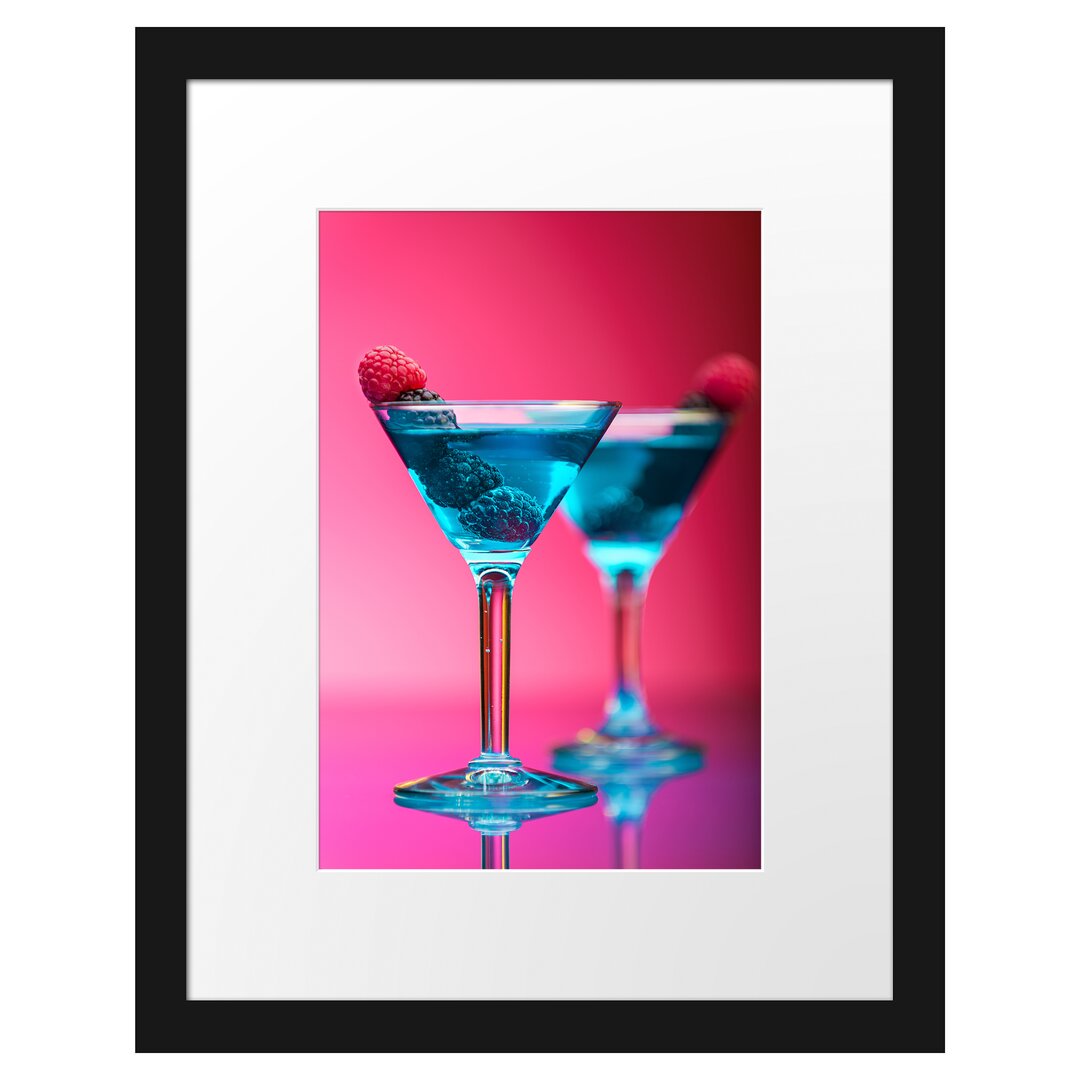 Gerahmtes Poster Cocktails mit Himbeeren